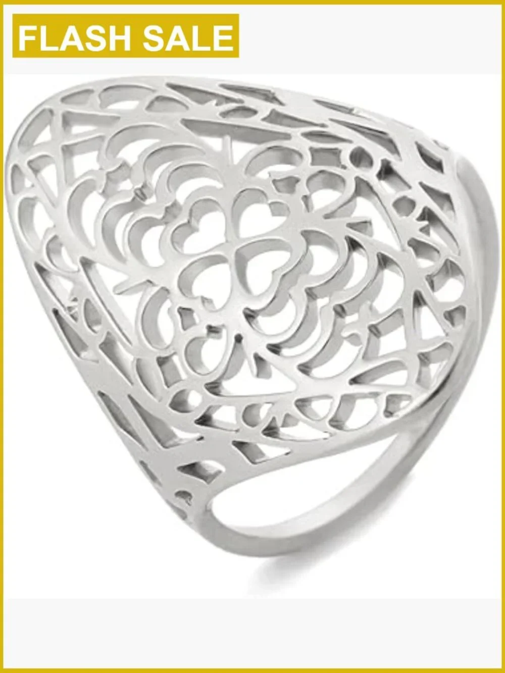 Vintage Filigree Flower Ring Stainless Steel Wedding Band for Women